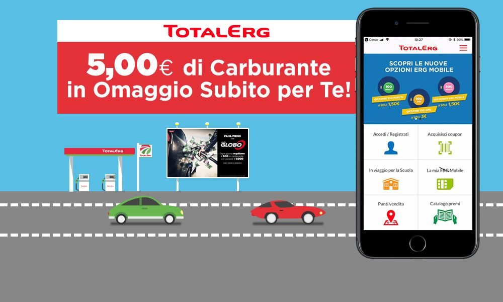5€ di carburante TotalErg in omaggio per tutti!
